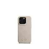Guess Peony iPhone 15 Pro Max Logolu Kamera Standlı Pu Deri Magsafe Uyumlu Bej Telefon Kılıfı