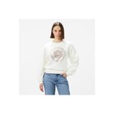 Guess Peony Logo Organic Kadın Beyaz Sweatshirt
