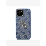 Guess PU Deri Kamera Standlı Metal Büyük 4G ve Yazı Logolu iPhone 15 Kılıf