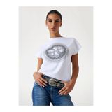 Guess Shaded Slim Fit T-Shirt, S, W5YI14I3Z14, Beyaz, Kadın