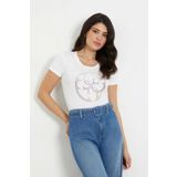 Guess SS CN 4G LOGO TEE Kadın Beyaz T-shirt W4GI29J1314-G011
