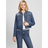 Guess Taş Işlemeli Hakim Yaka Crop Kot Ceket W4RN54D4VIG - Mavi