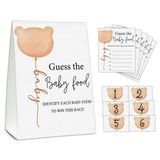 Guess the Baby Food Parti Oyunları, Baby Shower Oyun Seti, 1 Ayakta İşaret + 25 Cevap Kartı + 6 Numara Kartı, Boz Ayı Cinsiyet Gösterimi Parti Dekorasyon Malzemeleri -B01