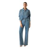 Guess TOKYO MAVİ KADIN DETAYLI WIDE LEG JEAN PANTOLON, 27, 5263, Blue, Kadın