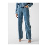 Guess TOKYO MAVİ KADIN DETAYLI WIDE LEG JEAN PANTOLON