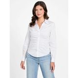 Guess Uzun Kollu Emily Büzgülü Poplin Kadın Beyaz Gömlek W6RH85W1LU1-G011