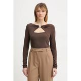 Guess Uzun Kollu Milena Önü Fiyonklu Kadın Kahverengi Bluz W6rp11kaql2-G1ea