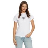 Guess V4YI21KCDH1G011 COLETTE SS TEE Beyaz Yuvarlak Yaka Slim Fit Desenli Kadın T-Shirt