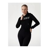 Guess Yapay Elmas ve Logolu Kapüşonlu Sweatshirt, XS, V5GQ10KCRP0, Siyah, kadın