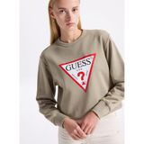 Guess Yuvarlak Yaka Baskılı Sweatshırt Original Fleece, XS, 5003302006, Yeşil, kadın