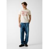 Guess Yuvarlak Yaka Düz T-Shirt, M, 5003336443, Krem, Erkek