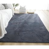 GueTTO Düz ipeksi kısa tüylü tavşan kürkü halı, büyük tek renkli, kaymaz halı, yatak odası, oturma odası ve aile odası için, koyu gri, 200 x 200 cm