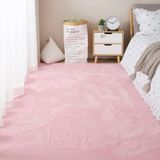 GueTTO Halı Sahte Kürk Tavşan Kısa Tüylü Ultra Yumuşak Beyaz Pelüş Kaymaz Dayanıklı Yıkanabilir Oturma Odası Yatak Odası Çocuk Odası Dekor Ev, Pembe b, 140 x 200 cm