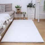 GueTTO Modern Sahte Tavşan Kürkü Peluş Halı, 30 mm Kalın Tüylü Zemin Halısı, Oturma Odası, Yatak Odası, Çocuk Oyun Odası ve İç Mekan için Yumuşak Kaymaz Dekor Mat, Beyaz, 50 x 80 cm