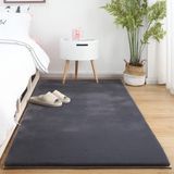 GueTTO Peluş Paspas Bej Tavşan Kürkü Kalın Tüylü Halı Kaymaz Alt Başucu Kanepe Yatak Odası Çocuk Ev Dekorasyonu için, Koyu Gri, 200 x 300 cm
