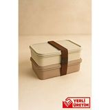 GUGGA Terra - 2 Katlı Lunchbox Kuşaklı Yemek Saklama Kabı Beslenme Kutusu 750 Ml Çok Renkli