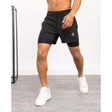 Gugus Erkek Kısa Taytlı Şort / Koşu Fitness Antrenman Spor Şortu - Siyah - 001