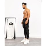 Gugus Erkek Uzun Taytlı Şort / Koşu Fitness Antrenman Spor Şortu - XS - Siyah - 002