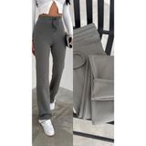 Gugus Kadın Bol Paça Içi Polarlı Fitilli Pantolon Içi Wide Leg Eşofman Altı Haki - XL - Yeşil