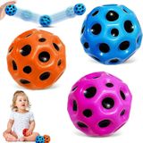 GUIANLOU 3 adet top, yüksek zıplayan delikli top, mini zıplayan lastik top, yüksek zıplayan lastik top, uzay temalı zıplama topları, açık havada çocuklar için süper yüksek zıplayan Galaxy topu.