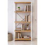 GUİMO Metal Gövdeli 5 Raflı Ahşap Kitaplık Ofis Ev Raf Sistemi Dekoratif Dosya Rafı 30x90