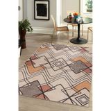 Guincho Krem Geometrik Modern Geometrik Etnik Desenli Boho Makinada Yıkanabilir Hafif Hav Toz Vermez Leke Tutmaz Kaymaz Taban Dijital Makine Baskı Halı Oturma Odası Salon Yolluk Koridor Mutfak Halısı