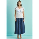 Guitar Kloş Mavi Pamuklu Etek - 36