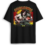 Guitar Malcolm Young Ac/dc Gitar Hard Rock Music Baskılı Oversize T-Shirt Siyah Unisex Tişört - XL