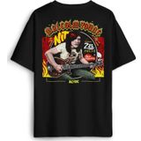 Guitar Malcolm Young Ac/Dc Gitar Hard Rock Music Baskılı Oversize T-shirt Siyah Unisex Tişört