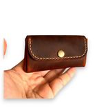Guizzmo Leather El Yapımı Deri Kadın Mini Cüzdan, Kahverengi, Pueblo Deri, 10x6.5cm, Minimalist Klasik Tasarım, 14 Bölmeli, Snap Düğme Kapaklı
