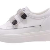 Guja 24K313-1 Beyaz Yüksek Taban Taşlı Cırtlı Hakiki Deri Sneaker Kadın Spor Ayakkabı