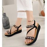 Guja 24Y121-3 Siyah Kadın Dolgu Taban Taşlı Sandalet