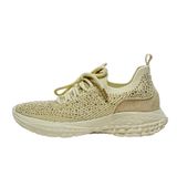 Guja 24Y320 Bej Kadın Esnek Tabanlı Taşlı Triko Sneaker Spor Ayakkabı