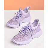 Guja 24Y320 Mor Kadın Esnek Tabanlı Taşlı Triko Sneaker Spor Ayakkabı