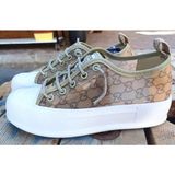 Guja 24Y384 Bej Kadın Monogram Desen Sneaker Spor Ayakkabı