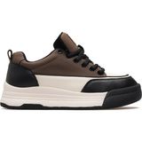Guja 25K301 Kadın Hakiki Deri Parçalı Bağcıklı Sneaker Ayakkabı - Kahve