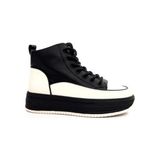 Guja 25K335 Kadın Hakiki Deri Parçalı Kısa Boyunlu Sneaker Bot - Siyah