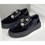 Guja 25K475 Kadın Taşlı Kadife Sneaker Spor Günlük Ayakkabı - Siyah