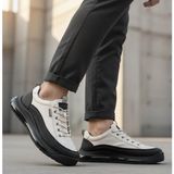 Guja 25K500-1 Erkek Ithal Kalın Air Taban Hakiki Deri Sneaker Spor Ayakkabı - Beyaz - Siyah