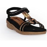 Guja 25Y120-4 Siyah Kadın Comfort Taban Taşlı Sandalet