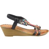 Guja 25Y151-6 Kadın Taşlı Dolgu Topuklu Lastikli Comfort Sandalet Siyah