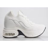 Guja 25Y300-12 Kadın Gizli Dolgu Yüksek Taban Taşlı Sneaker Spor Ayakkabı - Beyaz