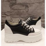 Guja 25Y361 Siyah Kadın Yüksek Taban Hakiki Deri Sneaker Spor Ayakkabı