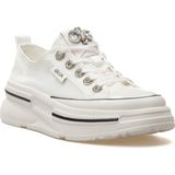 Guja 25Y389 Kadın Dili Taşlı Sim Bağ Kalın Taban Sneaker (Beyaz)