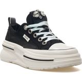 Guja 25Y389 Kadın Dili Taşlı Sim Bağ Kalın Taban Sneaker (Siyah)