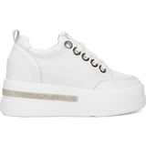 Guja 25Y492 Beyaz Kadın Hakiki Deri Yüksek Taban Taşlı Sneaker Spor Ayakkabı