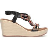 Guja 26Y155 Kadın Taşlı Dolgu Topuklu Lastikli Comfort Sandalet Siyah