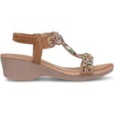 Guja 26Y226 Kadın Taşlı Dolgu Topuk Sandalet Camel