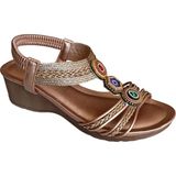 Guja 26Y241-1 Kadın Taşlı Dolgu Topuklu Günlük Comfort Sandalet Bronz