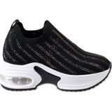 Guja 26Y300-3 Gizli Dolgu Yüksek Taban Kadın Taşlı Sneaker Spor Ayakkabı - Siyah